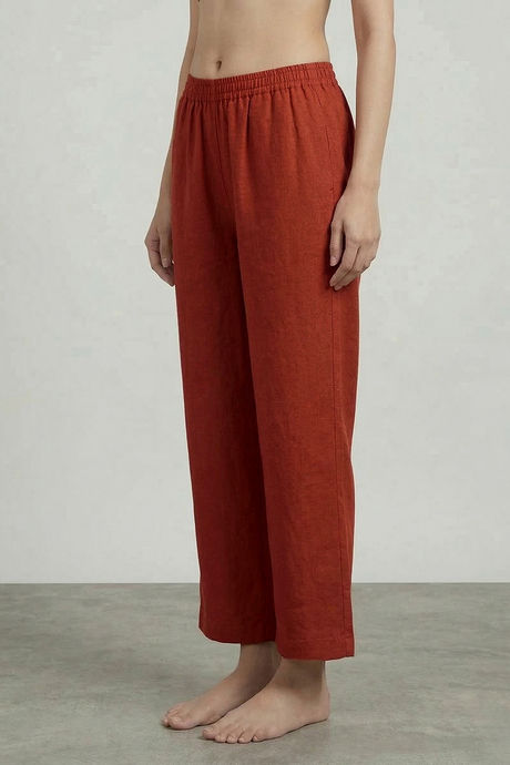 Zivame Mock Linen Woven Loungewear Bottom - Burnt Brick — image 6